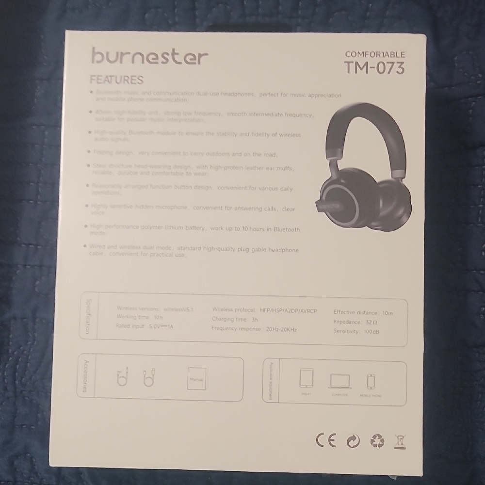 Burgmeister Black Over-Ear Wireless Headphones - Picture 2 of 3